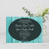 カントリー素朴ティール(緑がかった色)バーンウッド結婚式招待状 招待状 (スタンド正面)