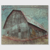 カントリー素朴ティール(緑がかった色)バーンヴィンテージテクスチャの切り離し ラッピングペーパー (フラット)