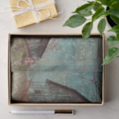 カントリー素朴ティール（緑がかった色）バーンヴィンテージテクスチャの切り離し 薄葉紙 (ギフト)