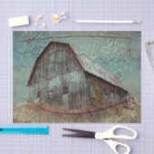 カントリー素朴ティール（緑がかった色）バーンヴィンテージテクスチャの切り離し 薄葉紙 (クラフト)