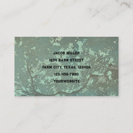カントリー素朴ティール(緑がかった色)バーンヴィンテージテクスチャ 名刺 (裏面)