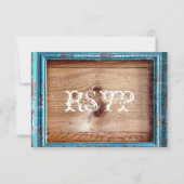 カントリー素朴ティール（緑がかった色）フレームウッドウェディング出欠届けカード 出欠カード (裏面)