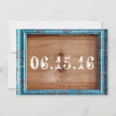 カントリー素朴ティール(緑がかった色)フレームウッド結婚式招待状 招待状 (裏面)