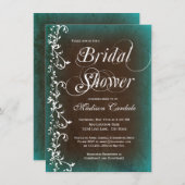 カントリー素朴ティール（緑がかった色）ブラウンブライダルシャワーの招待 招待状 (正面/裏面)