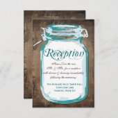 カントリー素朴ティール(緑がかった色)メイスンジャー披露宴カード 招待状 (正面/裏面)