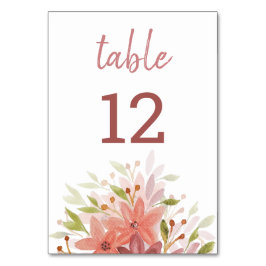 カントリー素朴テラコッタ赤面ウォーターカラーフローラ テーブルナンバー