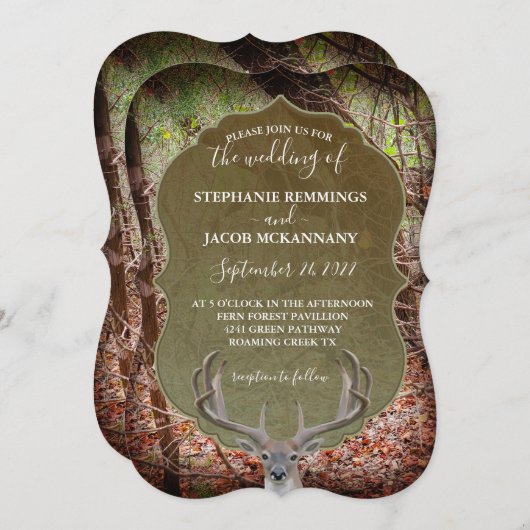 カントリー素朴ディアハンターズ結婚式招待状 招待状 (正面/裏面)