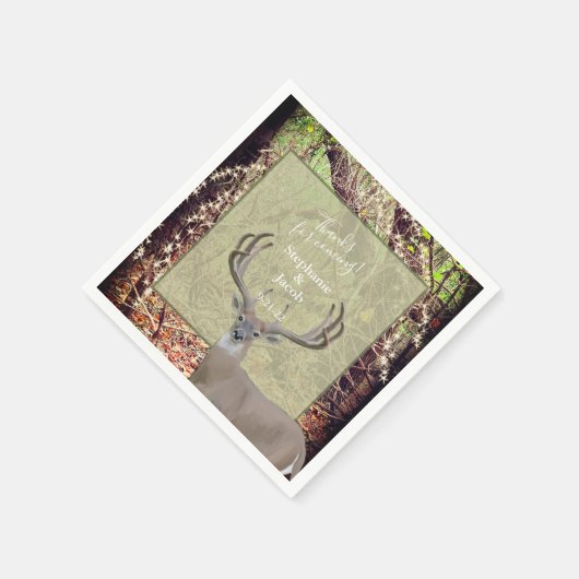 カントリー素朴ディアハンター結婚ズ紙プレートNa スタンダードカクテルナプキン (角)