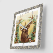 カントリー素朴ディアヴィンテージエレガントクリスマス スクエア壁時計 (傾斜)