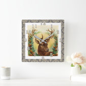 カントリー素朴ディアヴィンテージエレガントクリスマス スクエア壁時計 (ホーム)