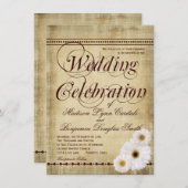 カントリー素朴デイジービンテージウェディング招待状 招待状 (正面/裏面)