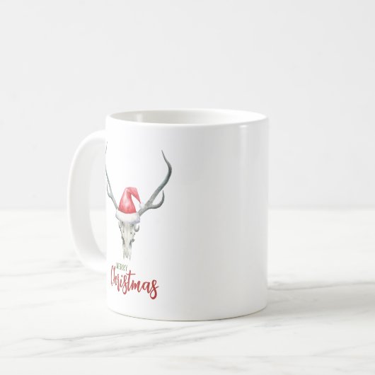 カントリー素朴トインデアスカルサンタハットクリスマス コーヒーマグカップ (正面左)