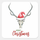 カントリー素朴トインデアスカル&サンタハクリスマス スクエアシール (正面)