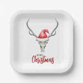 カントリー素朴トインデアスカル&サンタハクリスマス ペーパープレート (正面)