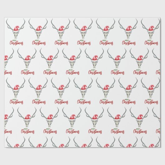 カントリー素朴トインデアスカル&サンタハット ラッピングペーパー (フラット)