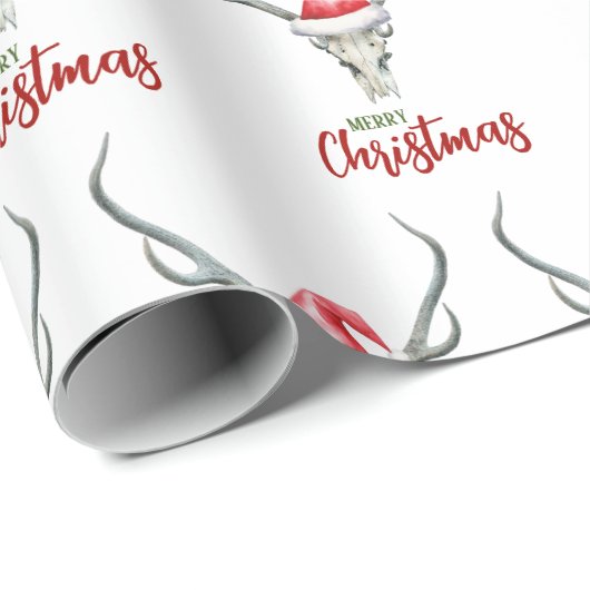 カントリー素朴トインデアスカル&サンタハット ラッピングペーパー (ロールコーナー)