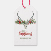 カントリー素朴トインデナースカル&ガーランドクリスマス ギフトタグ (正面)