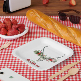 カントリー素朴トインデナースカル&ガーランドクリスマス ペーパープレート