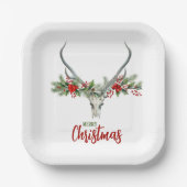 カントリー素朴トインデナースカル&ガーランドクリスマス ペーパープレート (正面)