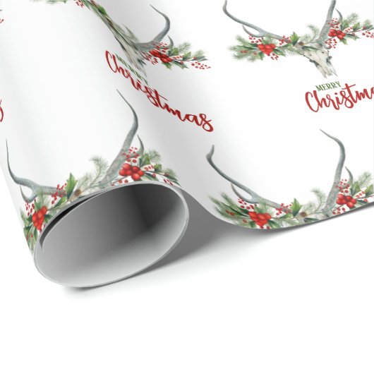 カントリー素朴トインデナースカル&ガーランドクリスマス ラッピングペーパー (ロールコーナー)