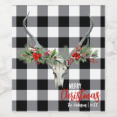 カントリー素朴トインデナースカル&ガーランドクリスマス ワインラベル (シングルラベル)