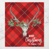 カントリー素朴トインデナースカル&ガーランドクリスマス ワインラベル (シングルラベル)