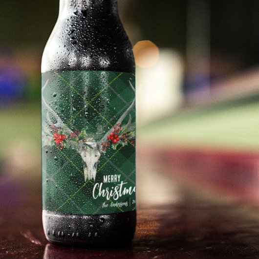 カントリー素朴トインデナースカル&ガーランドクリスマス ワインラベル