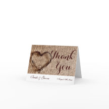 カントリー素朴トインハート結婚のサンキューカード