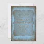 カントリー素朴ドロッドブルー結婚式招待状 招待状 (正面)