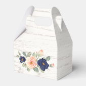 カントリー素朴ネイビーブルー&ピーチフローラズ結婚 フェイバーボックス (裏面サイド)