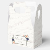 カントリー素朴ネイビーブルー&ピーチフローラズ結婚 フェイバーボックス (オープン)