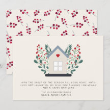 カントリー素朴ハウスとベリーのクリスマスカード