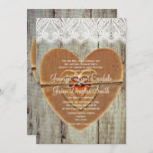 カントリー素朴ハートバーンウッド結婚式招待状 招待状 (正面/裏面)