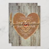 カントリー素朴ハートバーンウッド結婚式招待状 招待状 (正面/裏面)