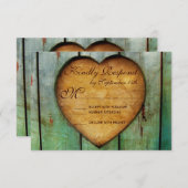 カントリー素朴ハートバーンウッド結婚式RSVPカード 出欠カード (正面/裏面)