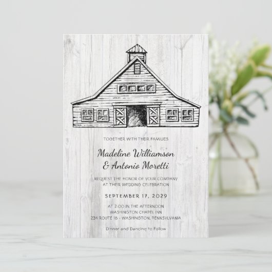 カントリー素朴バシンプルン結婚式招待状 セーブザデート (スタンド正面)