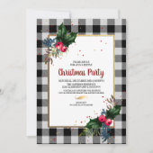 カントリー素朴バッファローチェッククリスマスパーティー 招待状 (正面)