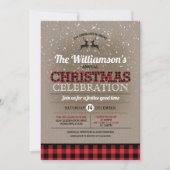 カントリー素朴バッファローチェッククリスマスパーティー 招待状 (正面)