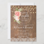 カントリー素朴バラレースブライダルシャワー招待 招待状 (正面)