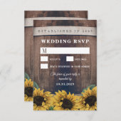 カントリー素朴バレルひまわりウェディングRSVPカード 出欠カード (正面/裏面)