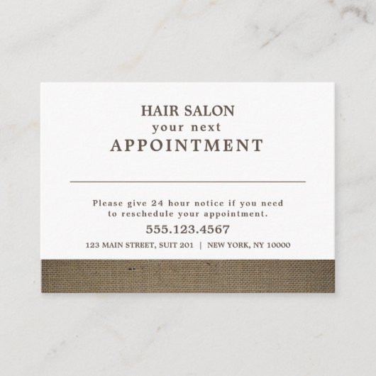 カントリー素朴バーラップアポイントメントカード エンクロージャーカード (正面)