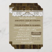 カントリー素朴バーラップアンドレース結婚式招待状 招待状 (正面/裏面)