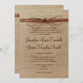 カントリー素朴バーラップトワインボウ結婚式招待状 招待状 (正面/裏面)
