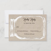 カントリー素朴バーラップハートメイスンジャウェディングRSVP 出欠カード (正面)