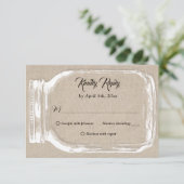 カントリー素朴バーラップハートメイスンジャウェディングRSVP 出欠カード (スタンド正面)