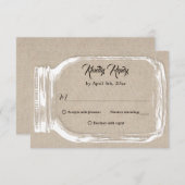 カントリー素朴バーラップハートメイスンジャウェディングRSVP 出欠カード (正面/裏面)