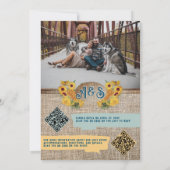 カントリー素朴バーラップバンゴッホサンフラワー結婚ズ 招待状 (裏面)