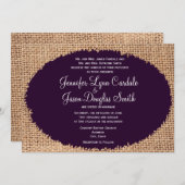 カントリー素朴バーラップパープル結婚式招待状 招待状 (正面/裏面)