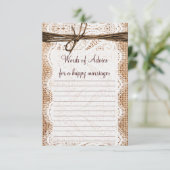 カントリー素朴バーラップブライダルアドバイスカード アドバイスカード (スタンド正面)
