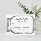 カントリー素朴バーラップメイスンジャークラフトウェディングRSVP 出欠カード (スタンド正面)